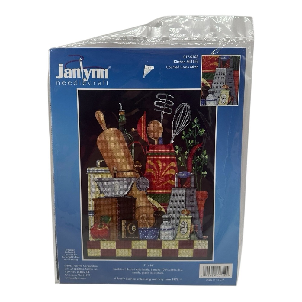 Janlynn Counted Cross Stitch Kit Kitchen Still Life 017-0105 11" X 14" 14 Count